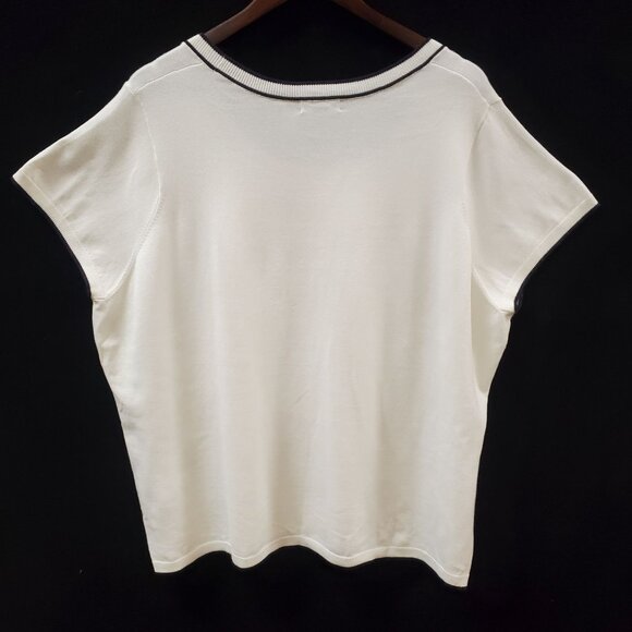 Lands End Womens Short Sleeve Knit Sweater Size 2X Clean Girl Old Money White - Picture 3 of 11